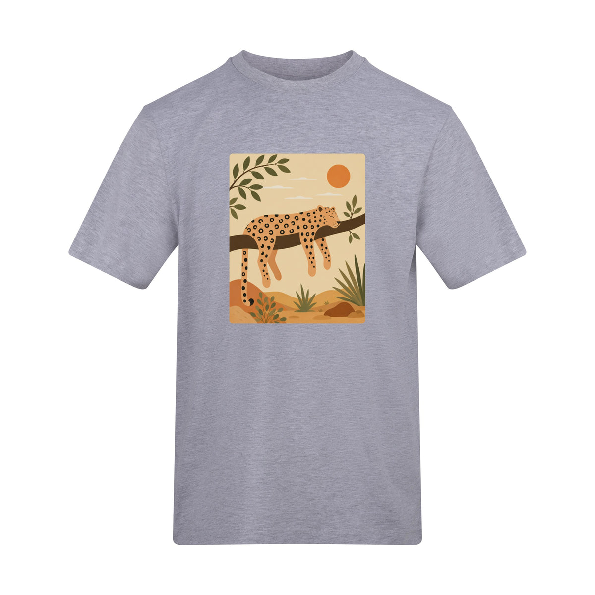 Leopard in the Shade Adult Unisex T-shirt - Wild Horizons Range Heather Grey colour variant image