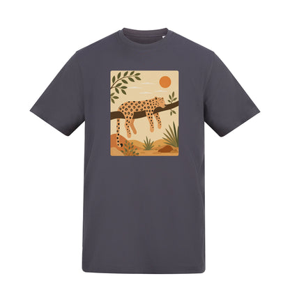 Leopard in the Shade Adult Unisex T-shirt - Wild Horizons Range Solid Charcoal colour variant image