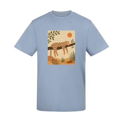 Leopard in the Shade Adult Unisex T-shirt - Wild Horizons Range Sky Blue colour variant image