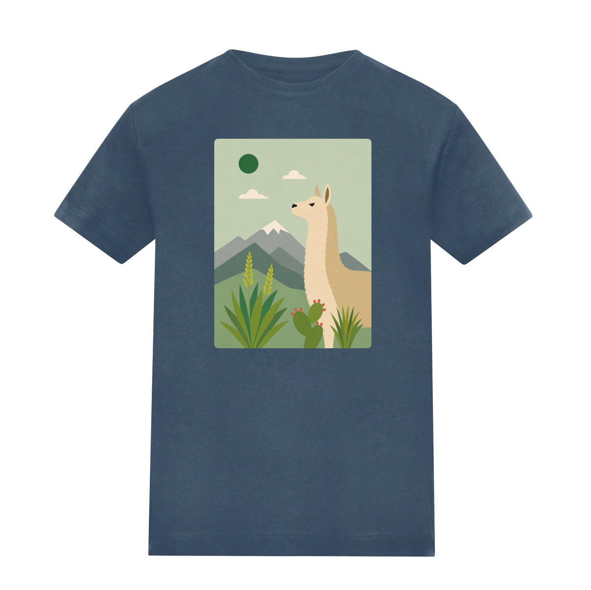 Llama in the Highlands Adult Unisex T-shirt - Wild Horizons Range Airforce Blue colour variant image