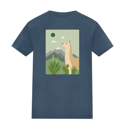 Llama in the Highlands Adult Unisex T-shirt - Wild Horizons Range Airforce Blue colour variant image