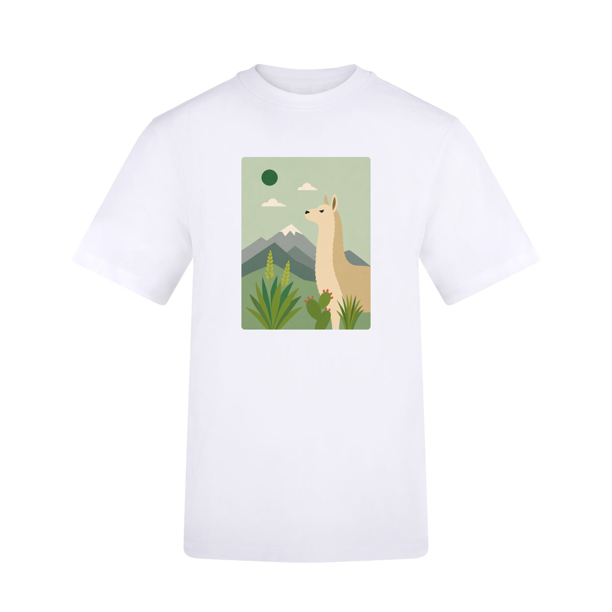 Llama in the Highlands Adult Unisex T-shirt - Wild Horizons Range Arctic White colour variant image