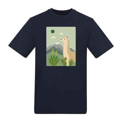 Llama in the Highlands Adult Unisex T-shirt - Wild Horizons Range French Navy colour variant image