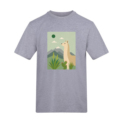 Llama in the Highlands Adult Unisex T-shirt - Wild Horizons Range Heather Grey colour variant image