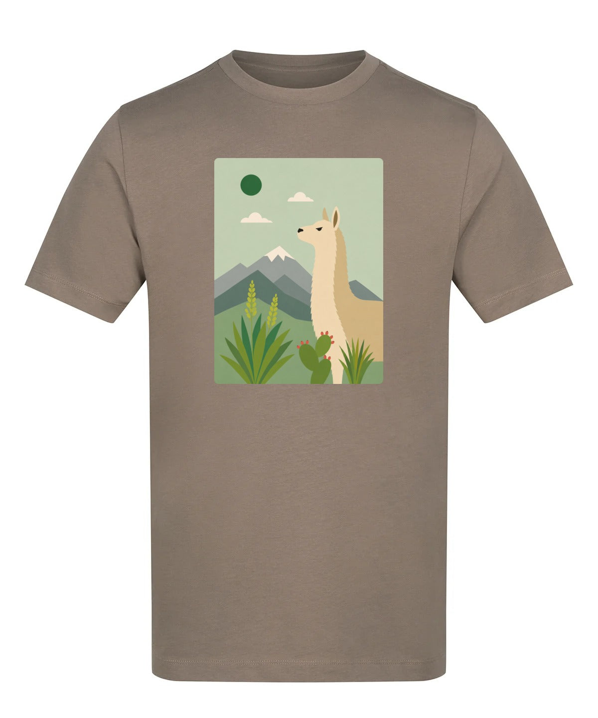 Llama in the Highlands Adult Unisex T-shirt - Wild Horizons Range Mocha Brown colour variant image