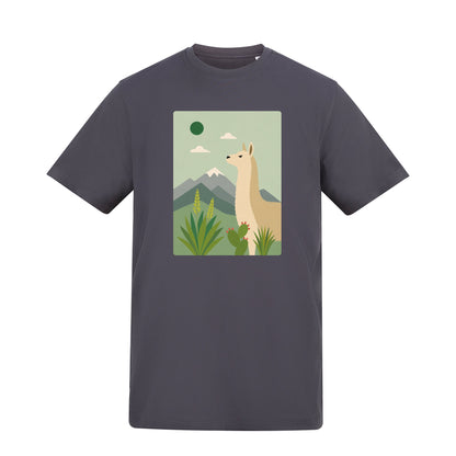 Llama in the Highlands Adult Unisex T-shirt - Wild Horizons Range Solid Charcoal colour variant image