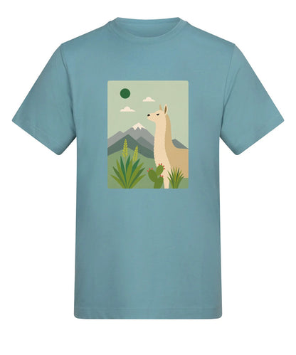 Llama in the Highlands Adult Unisex T-shirt - Wild Horizons Range Seafoam colour variant image