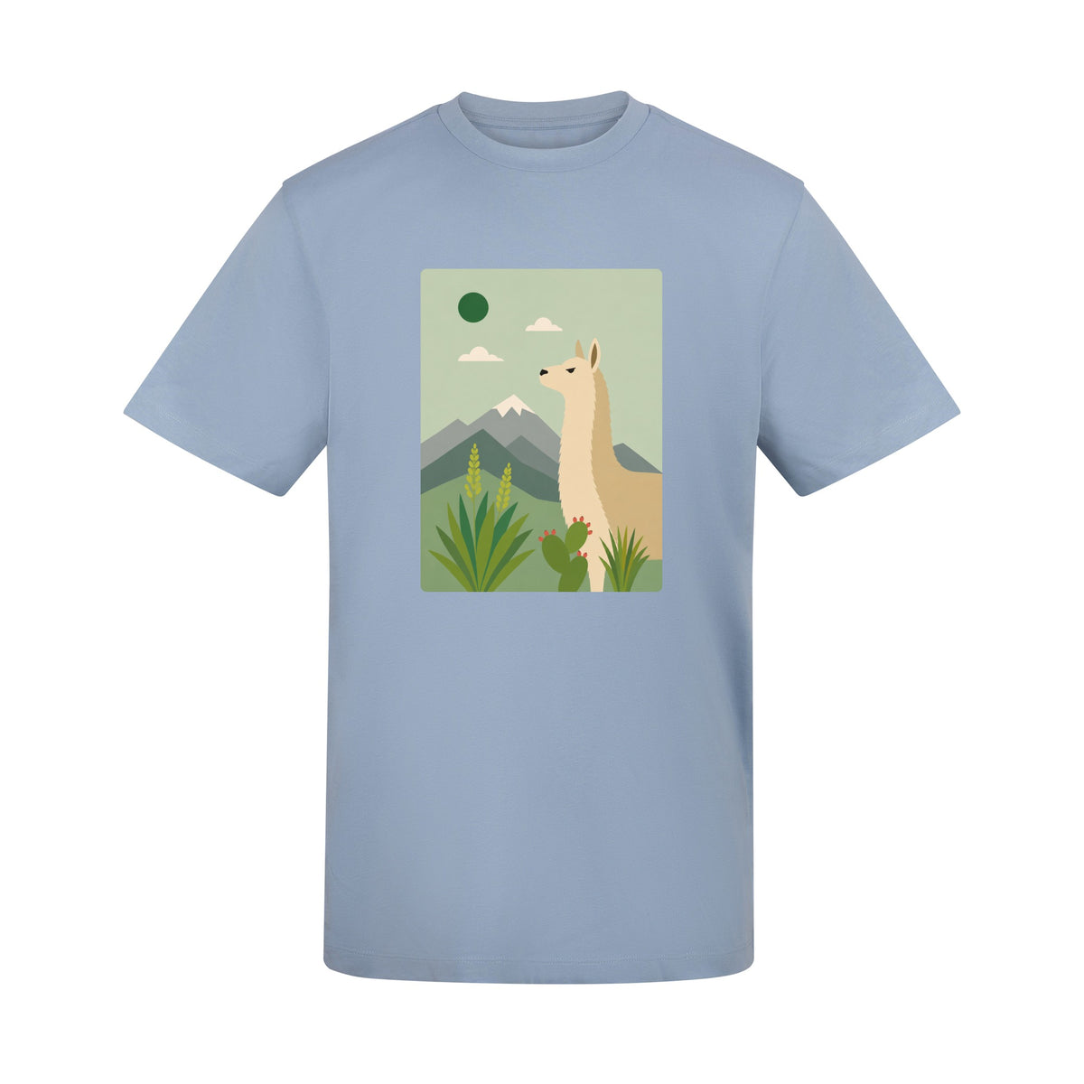 Llama in the Highlands Adult Unisex T-shirt - Wild Horizons Range Sky Blue colour variant image