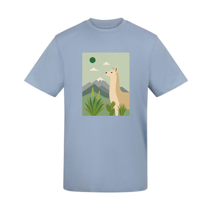 Llama in the Highlands Adult Unisex T-shirt - Wild Horizons Range Sky Blue colour variant image