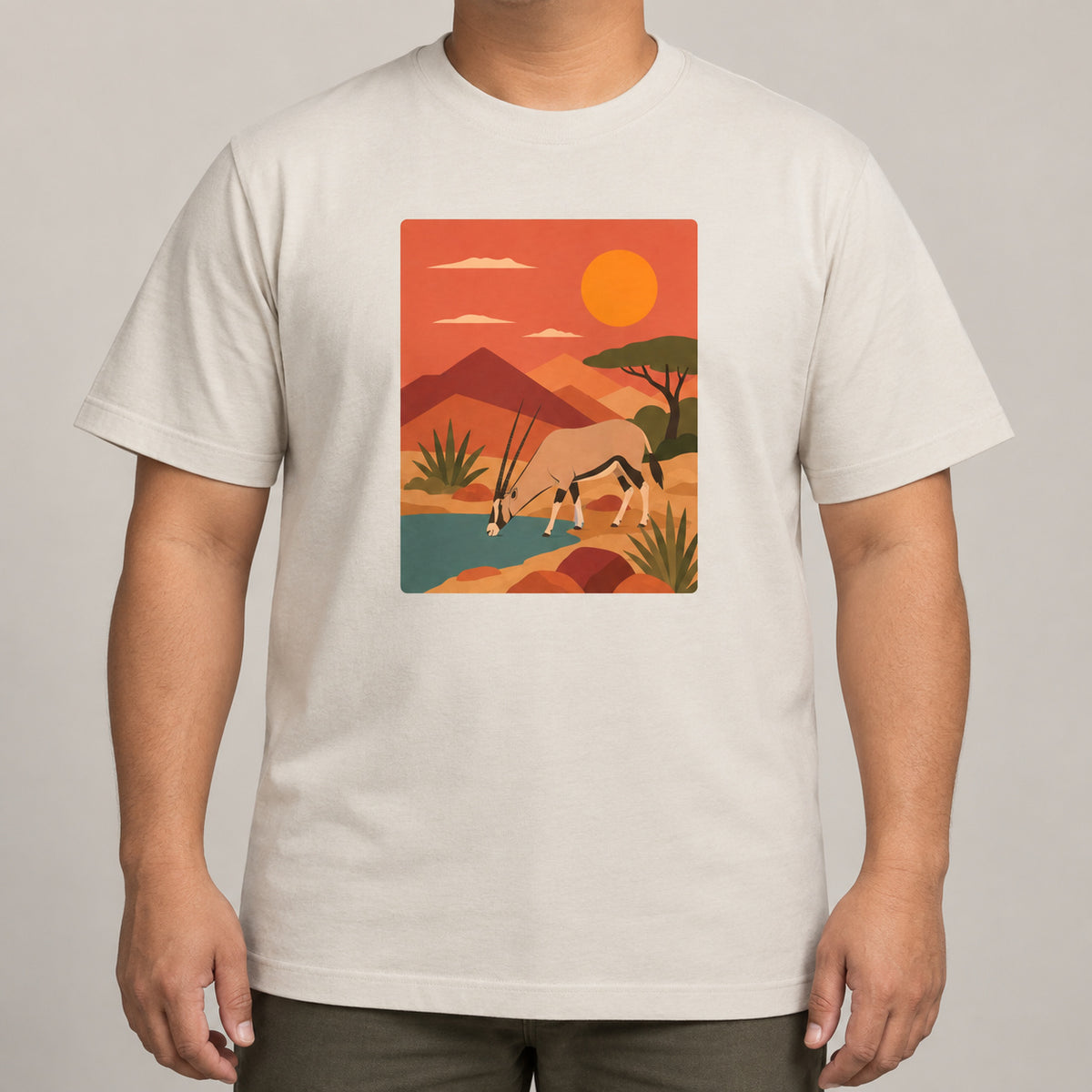 Oryx at the Waterhole Adult Unisex T-shirt - Wild Horizons Range lead image