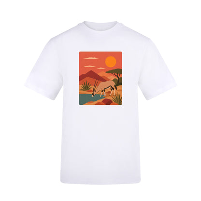 Oryx at the Waterhole Adult Unisex T-shirt - Wild Horizons Range Arctic White colour variant image