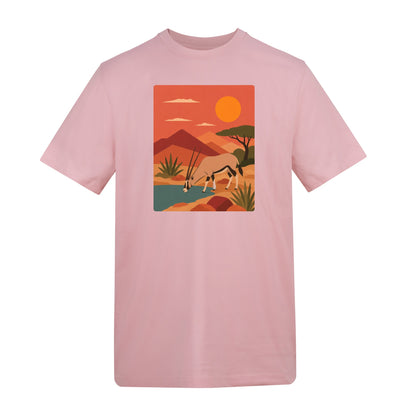Oryx at the Waterhole Adult Unisex T-shirt - Wild Horizons Range Baby Pink colour variant image