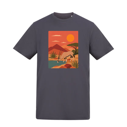Oryx at the Waterhole Adult Unisex T-shirt - Wild Horizons Range Solid Charcoal colour variant image