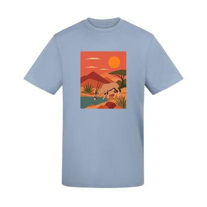 Oryx at the Waterhole Adult Unisex T-shirt - Wild Horizons Range Sky Blue colour variant image