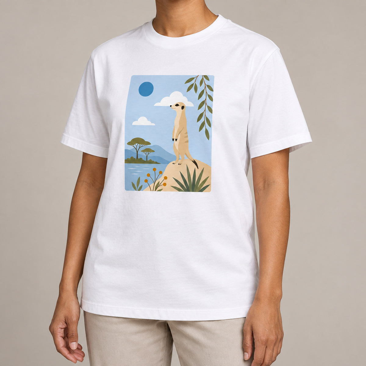 Meerkat Lookout Adult Unisex T-shirt - Wild Horizons Range lead image