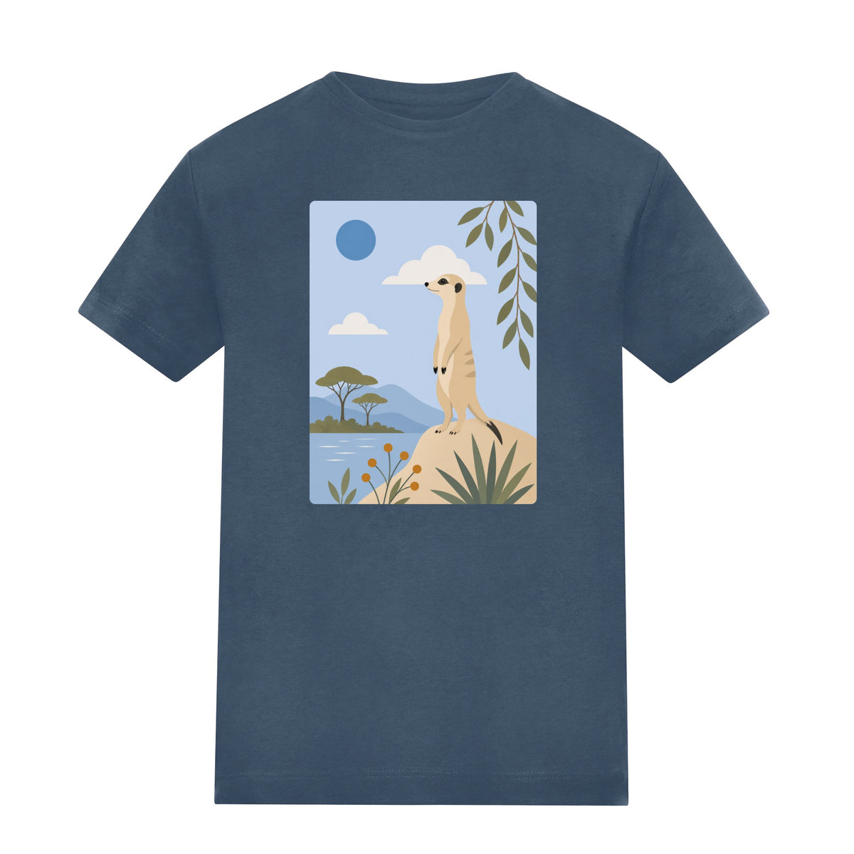 Meerkat Lookout Adult Unisex T-shirt - Wild Horizons Range Airforce Blue colour variant image