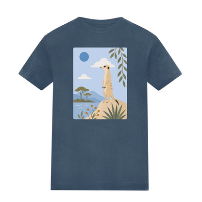 Meerkat Lookout Adult Unisex T-shirt - Wild Horizons Range Airforce Blue colour variant image