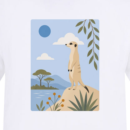 Meerkat Lookout Adult Unisex T-shirt - Wild Horizons Range gallery image 2