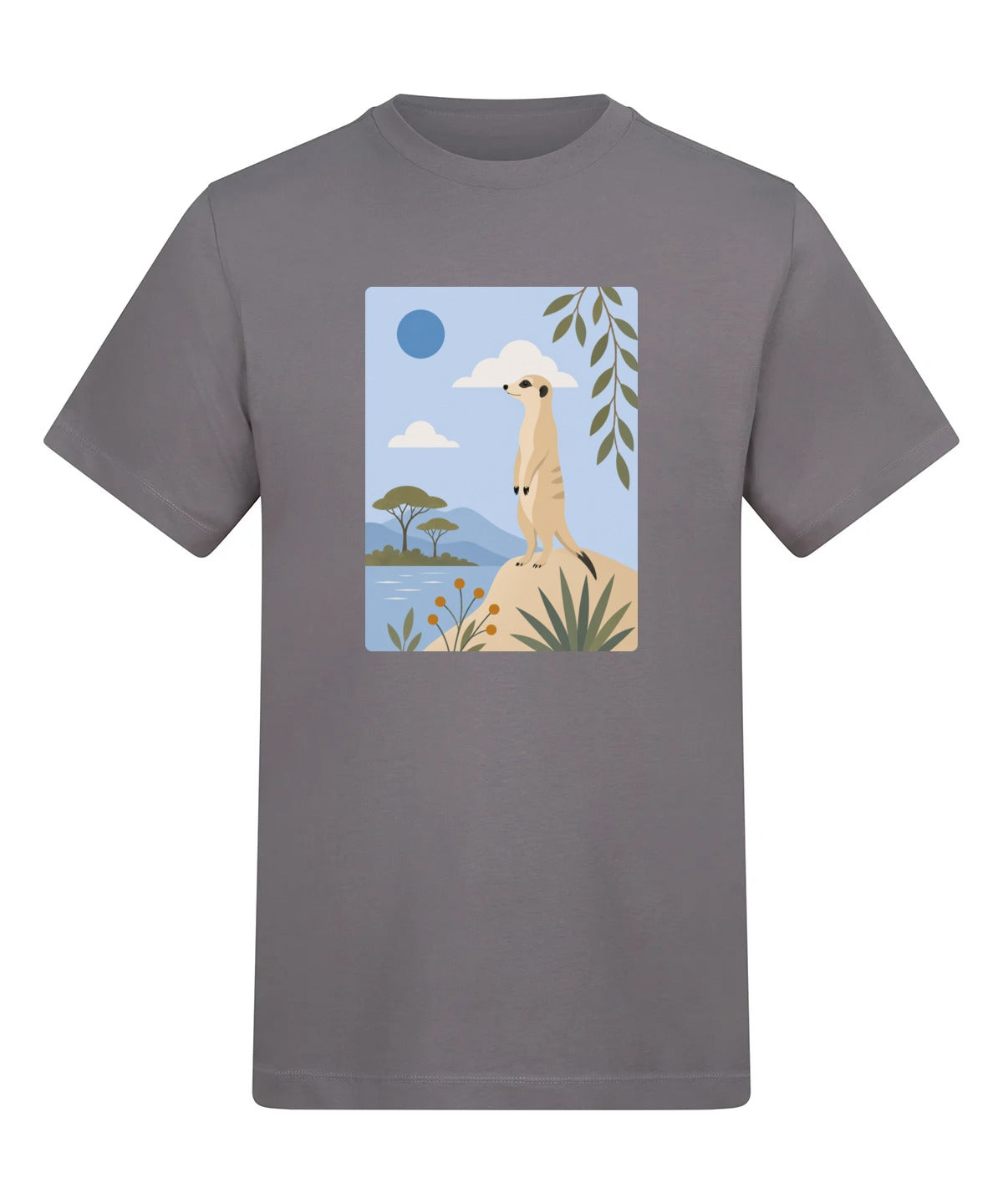 Meerkat Lookout Adult Unisex T-shirt - Wild Horizons Range Dusty Lilac colour variant image
