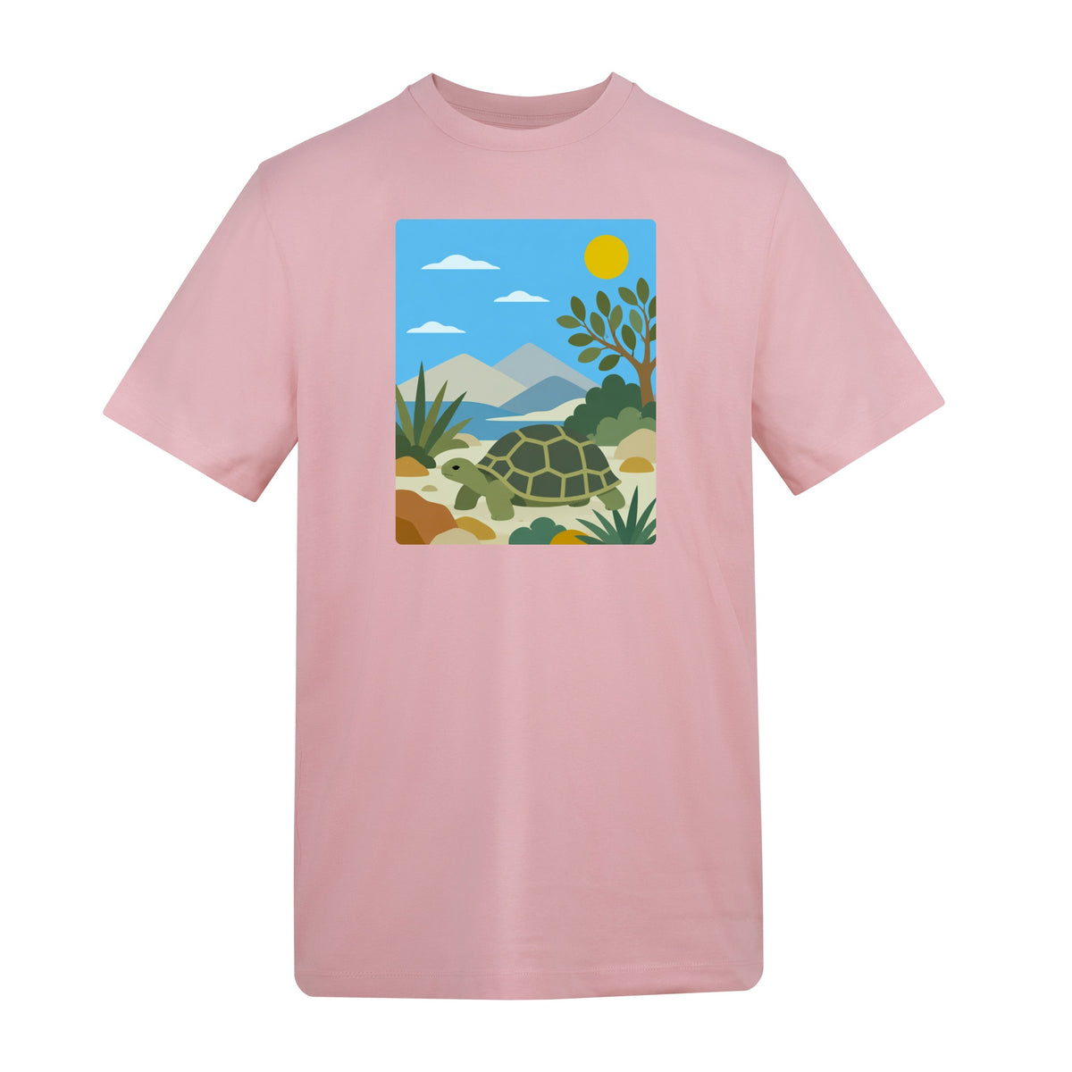 Tortoise Trail Adult Unisex T-shirt - Wild Horizons Range Baby Pink colour variant image