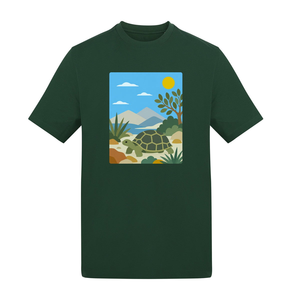 Tortoise Trail Adult Unisex T-shirt - Wild Horizons Range Bottle Green colour variant image