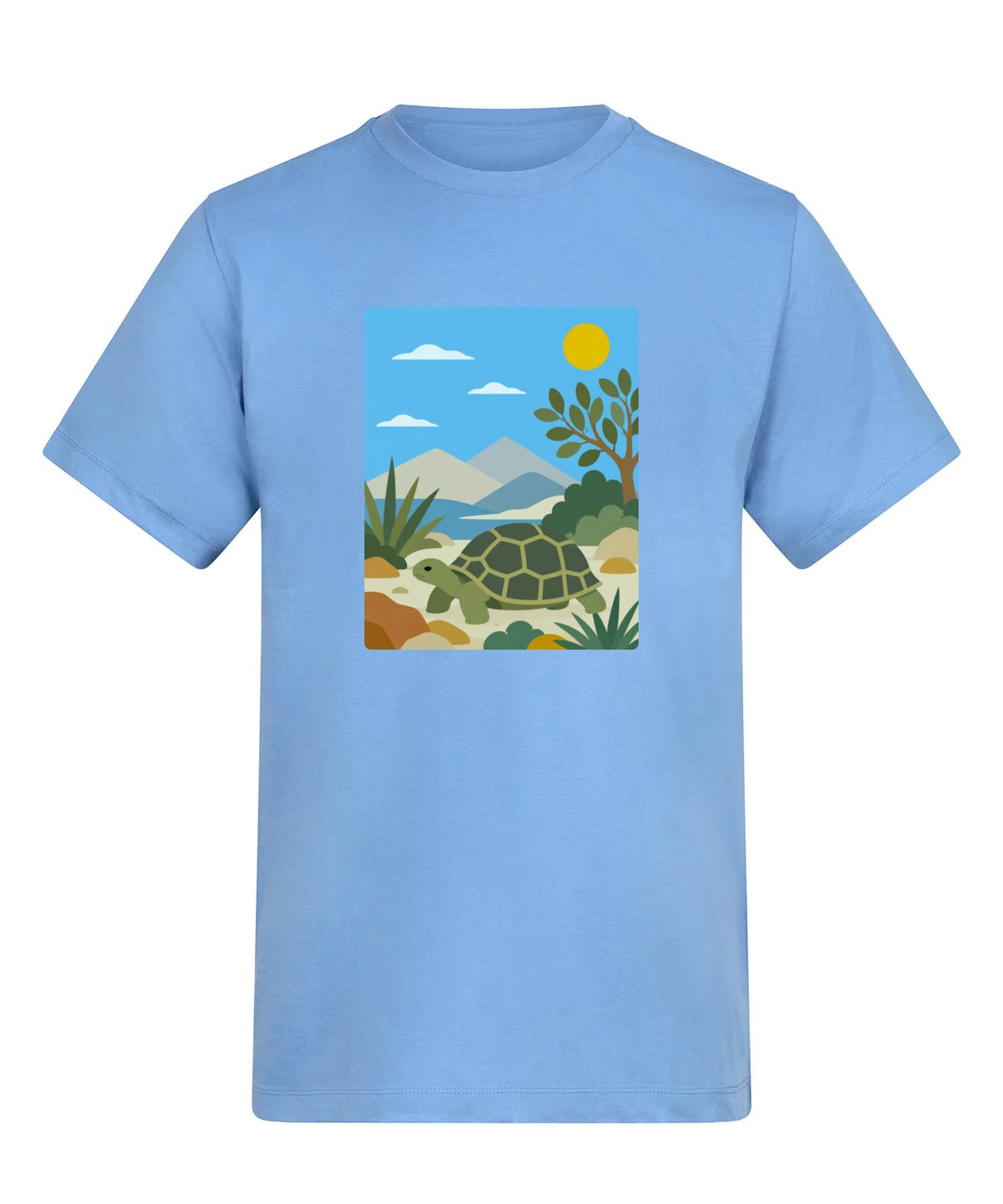Tortoise Trail Adult Unisex T-shirt - Wild Horizons Range Cornflower Blue colour variant image
