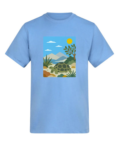 Tortoise Trail Adult Unisex T-shirt - Wild Horizons Range Cornflower Blue colour variant image