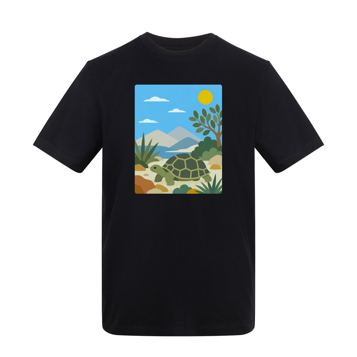 Tortoise Trail Adult Unisex T-shirt - Wild Horizons Range Deep Black colour variant image