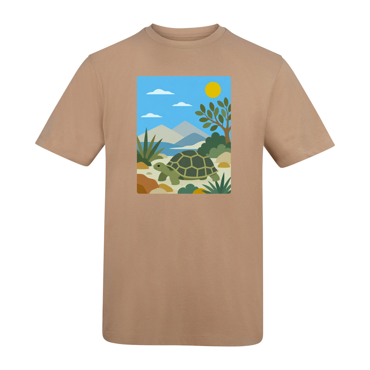 Tortoise Trail Adult Unisex T-shirt - Wild Horizons Range Desert Sand colour variant image