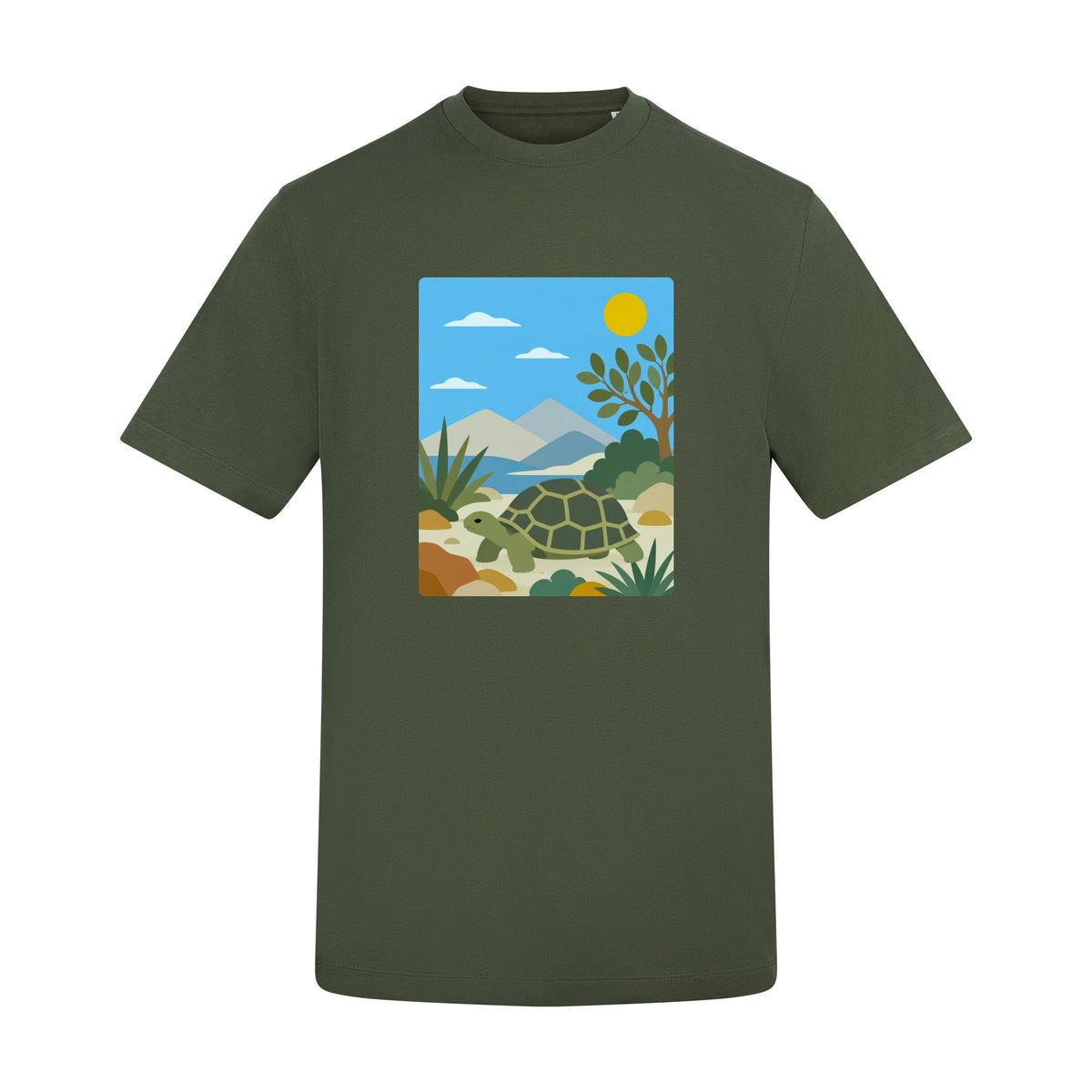 Tortoise Trail Adult Unisex T-shirt - Wild Horizons Range Earthy Green colour variant image