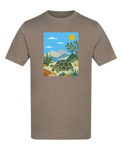Tortoise Trail Adult Unisex T-shirt - Wild Horizons Range Mocha Brown colour variant image