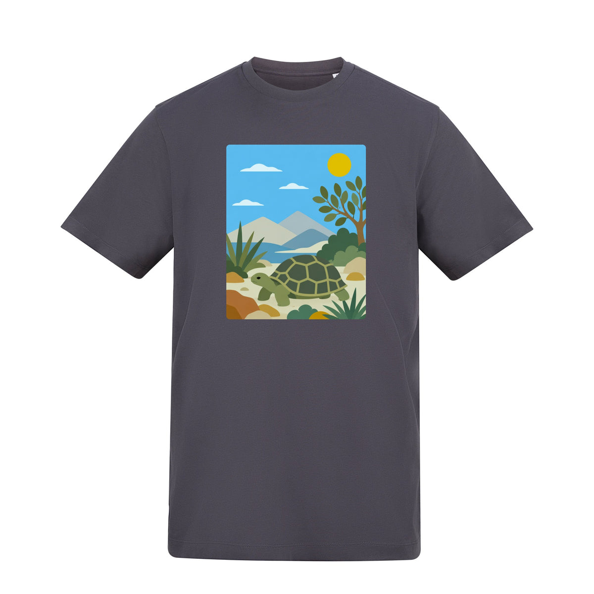 Tortoise Trail Adult Unisex T-shirt - Wild Horizons Range Solid Charcoal colour variant image