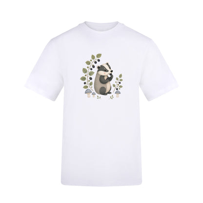Badger's Blackberry Adult Unisex T-shirt - Once Upon a Woodland Arctic White colour variant image