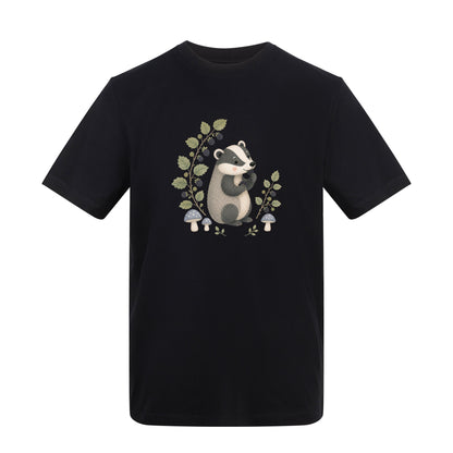 Badger's Blackberry Adult Unisex T-shirt - Once Upon a Woodland Deep Black colour variant image