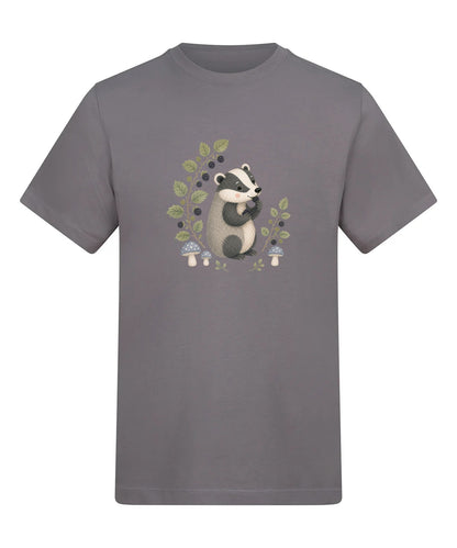 Badger's Blackberry Adult Unisex T-shirt - Once Upon a Woodland Dusty Lilac colour variant image