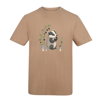 Badger's Blackberry Adult Unisex T-shirt - Once Upon a Woodland Desert Sand colour variant image
