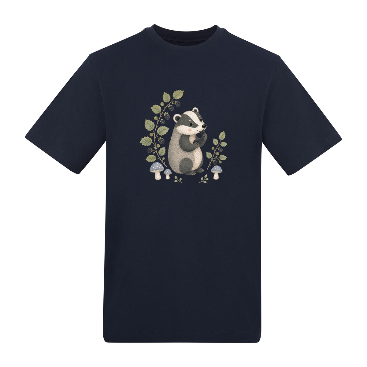 Badger's Blackberry Adult Unisex T-shirt - Once Upon a Woodland French Navy colour variant image