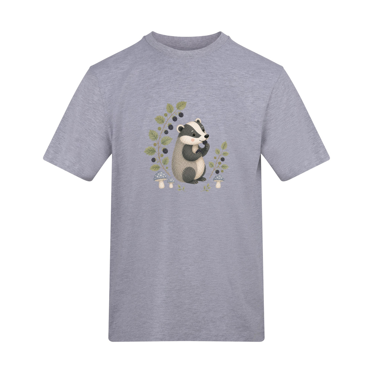 Badger's Blackberry Adult Unisex T-shirt - Once Upon a Woodland Heather Grey colour variant image