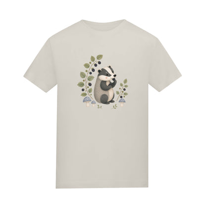 Badger's Blackberry Adult Unisex T-shirt - Once Upon a Woodland Natural Stone colour variant image