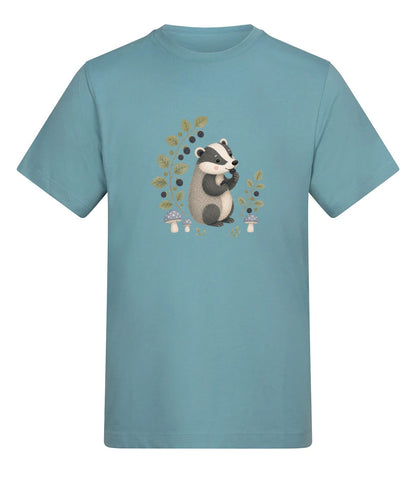 Badger's Blackberry Adult Unisex T-shirt - Once Upon a Woodland Seafoam colour variant image