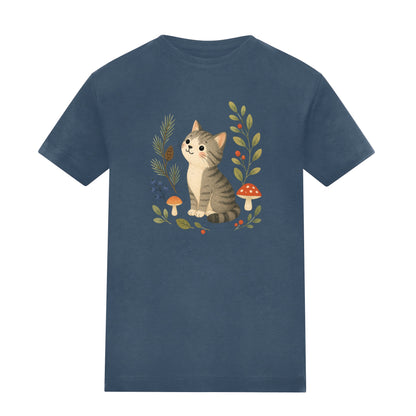 Kitten in the Pines Adult Unisex T-shirt - Once Upon a Woodland Airforce Blue colour variant image
