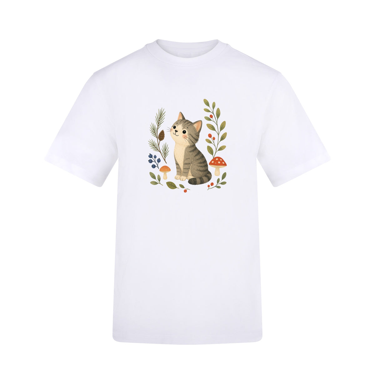 Kitten in the Pines Adult Unisex T-shirt - Once Upon a Woodland Arctic White colour variant image