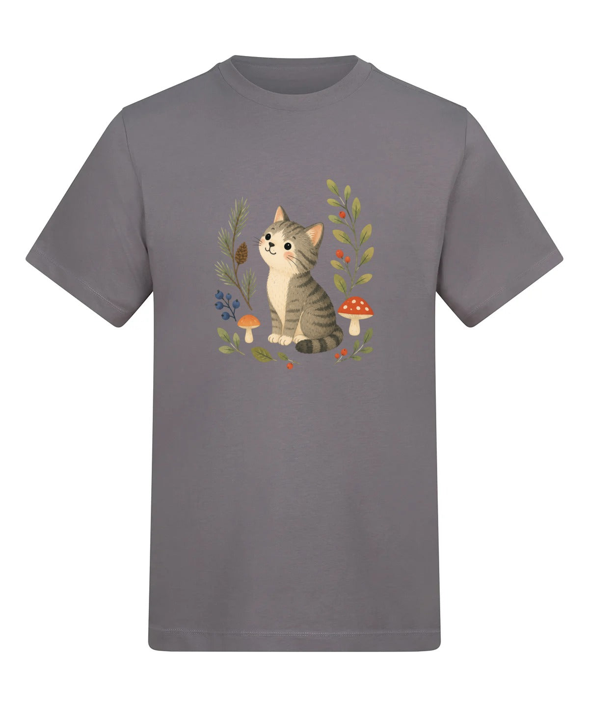 Kitten in the Pines Adult Unisex T-shirt - Once Upon a Woodland Dusty Lilac colour variant image