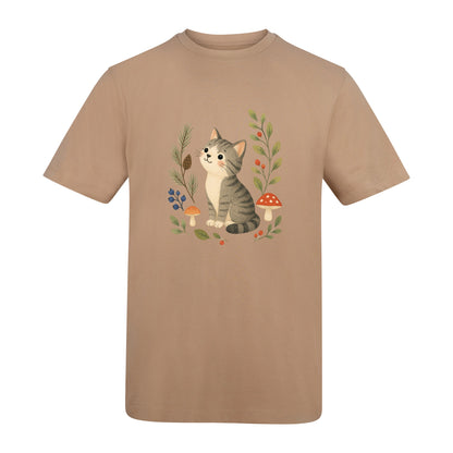 Kitten in the Pines Adult Unisex T-shirt - Once Upon a Woodland Desert Sand colour variant image