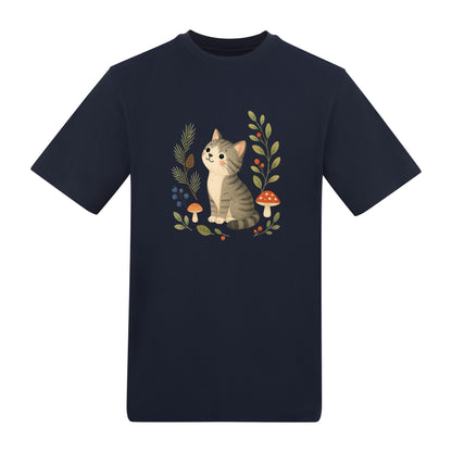 Kitten in the Pines Adult Unisex T-shirt - Once Upon a Woodland French Navy colour variant image