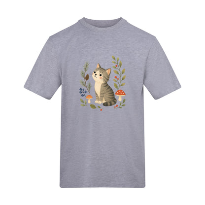 Kitten in the Pines Adult Unisex T-shirt - Once Upon a Woodland Heather Grey colour variant image