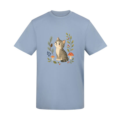 Kitten in the Pines Adult Unisex T-shirt - Once Upon a Woodland Sky Blue colour variant image