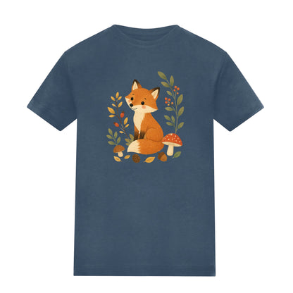 Fox Among the Toadstools Adult Unisex T-shirt - Once Upon a Woodland Airforce Blue colour variant image