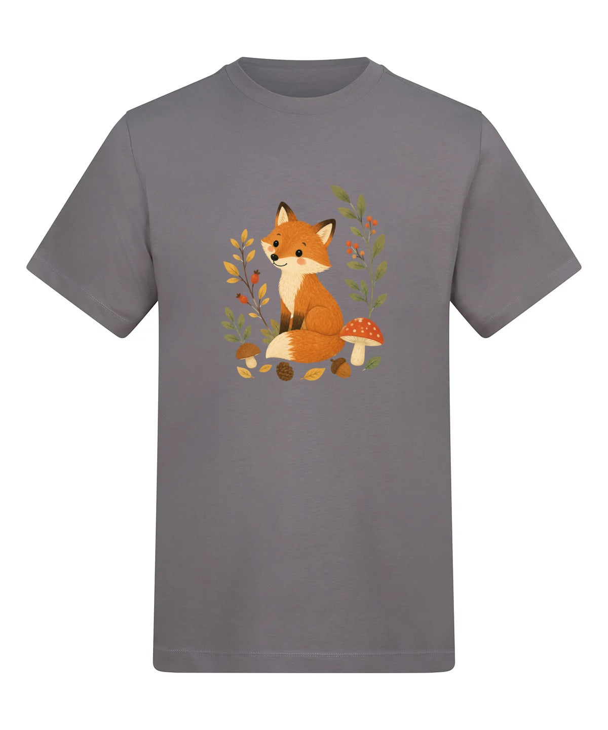 Fox Among the Toadstools Adult Unisex T-shirt - Once Upon a Woodland Dusty Lilac colour variant image