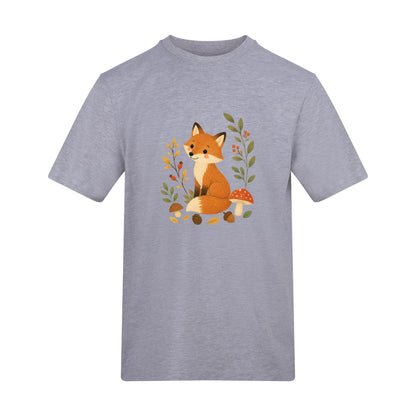 Fox Among the Toadstools Adult Unisex T-shirt - Once Upon a Woodland Heather Grey colour variant image